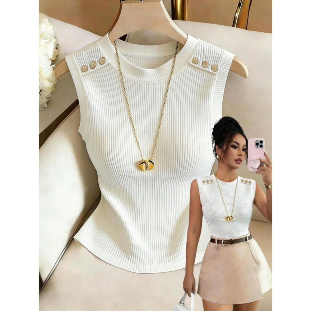 ZARA Womens Summer Solid Color Knit Slim Fit Chic Tank Top